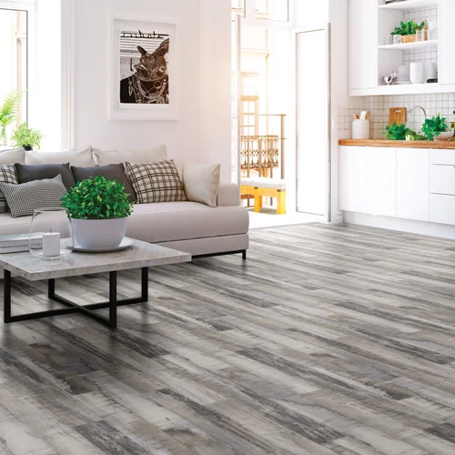 durable vinyl flooring in bright living room