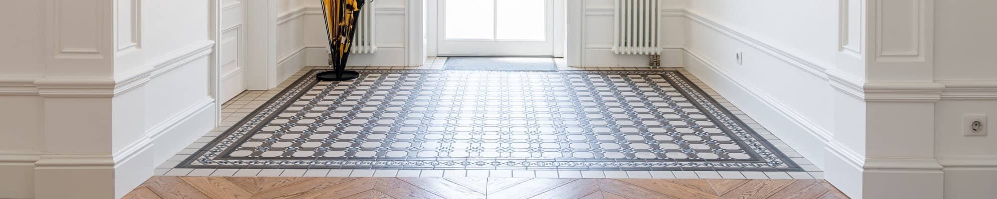 geometrical patterned tile entranceway